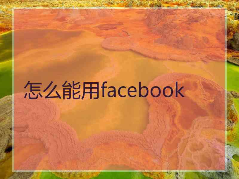 怎么能用facebook